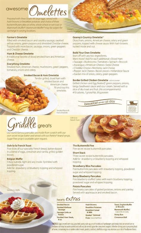 Build-Your-Own Omelet • 500 - 910 Cal. . Perkins online menu with prices